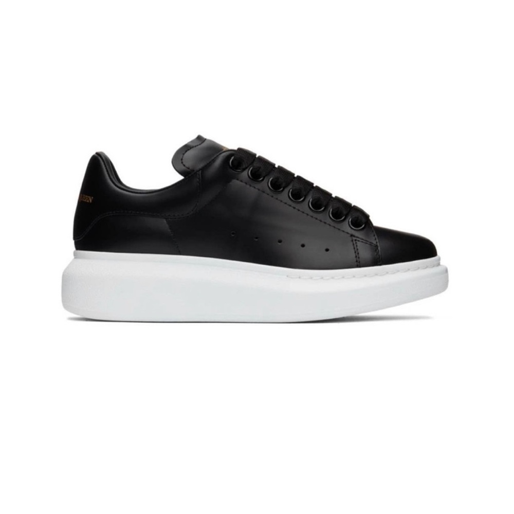 Alexander McQueen Women's Black Holo Leather Sneakers Shoes Size 40 D